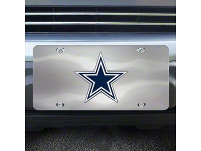 License Plate with Dallas Cowboys Logo; Stainless Steel (Universal; Some Adaptation May Be Required)