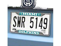 License Plate Frame with Miami Dolphins Logo; Aqua (Universal; Some Adaptation May Be Required)