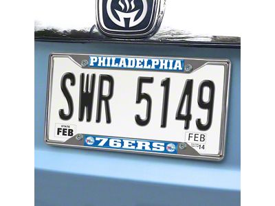 License Plate Frame with Philadelphia 76ers Logo; Blue (Universal; Some Adaptation May Be Required)