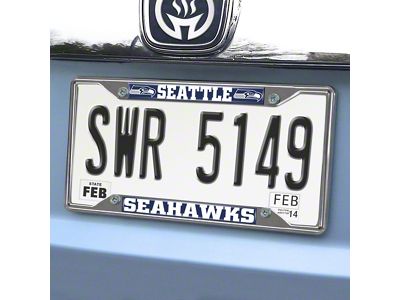 License Plate Frame with Seattle Seahawks Logo; Blue (Universal; Some Adaptation May Be Required)