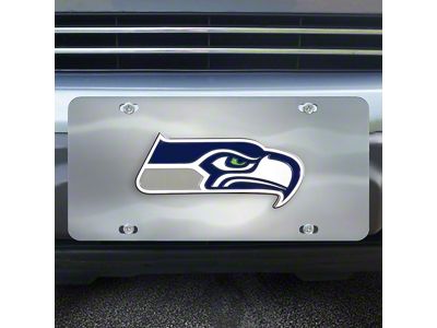 License Plate with Seattle Seahawks Logo; Stainless Steel (Universal; Some Adaptation May Be Required)