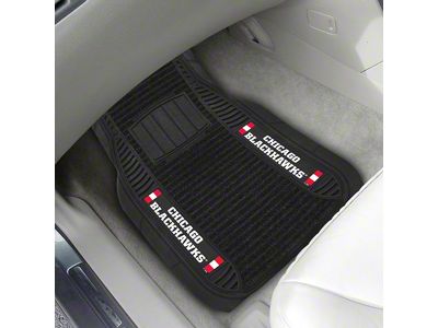Molded Front Floor Mats with Chicago Blackhawks Logo (Universal; Some Adaptation May Be Required)