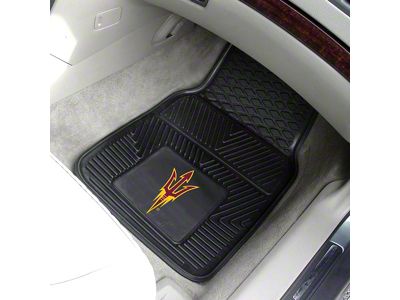 Vinyl Front Floor Mats with Arizona State University Logo; Black (Universal; Some Adaptation May Be Required)