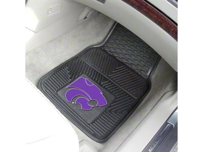 Vinyl Front Floor Mats with Kansas State University Logo; Black (Universal; Some Adaptation May Be Required)