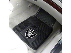 Vinyl Front Floor Mats with Las Vegas Raiders Logo; Black (Universal; Some Adaptation May Be Required)