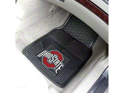 Vinyl Front Floor Mats with Ohio State University Logo; Black (Universal; Some Adaptation May Be Required)