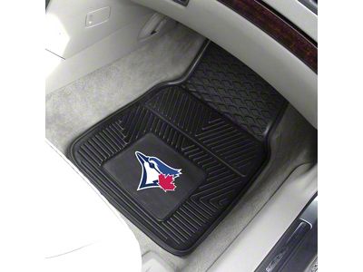 Vinyl Front Floor Mats with Toronto Blue Jays Logo; Black (Universal; Some Adaptation May Be Required)