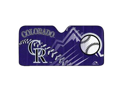Windshield Sun Shade with Colorado Rockies Logo; Purple (Universal; Some Adaptation May Be Required)