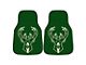 Carpet Front Floor Mats with Milwaukee Bucks Logo; Green (Universal; Some Adaptation May Be Required)