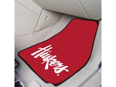 Carpet Front Floor Mats with University of Nebraska Logo; Red (Universal; Some Adaptation May Be Required)