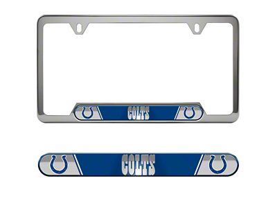 Embossed License Plate Frame with Indianapolis Colts Logo; Blue (Universal; Some Adaptation May Be Required)