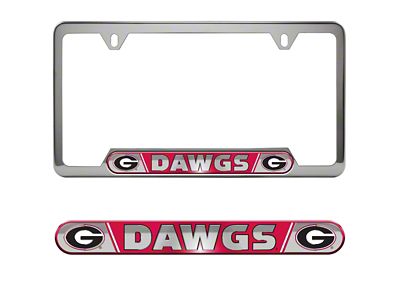 Embossed License Plate Frame with University of Georgia Logo; Red (Universal; Some Adaptation May Be Required)