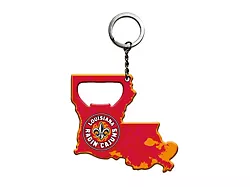 Keychain Bottle Opener with University of Louisiana-Lafayette Logo; Red