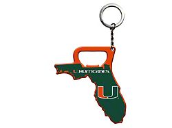 Keychain Bottle Opener with University of Miami Logo; Green