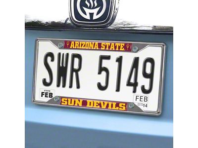 License Plate Frame with Arizona State University Logo; Red (Universal; Some Adaptation May Be Required)