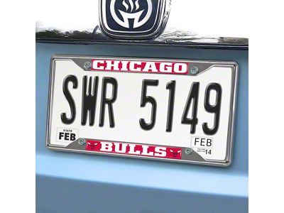 License Plate Frame with Chicago Bulls Logo; Chrome (Universal; Some Adaptation May Be Required)