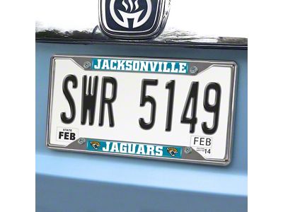 License Plate Frame with Jacksonville Jaguars Logo; Black (Universal; Some Adaptation May Be Required)