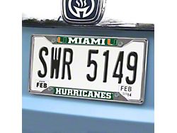 License Plate Frame with University of Miami Logo; Chrome (Universal; Some Adaptation May Be Required)