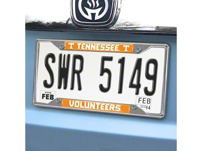 License Plate Frame with University of Tennessee Logo; Chrome (Universal; Some Adaptation May Be Required)