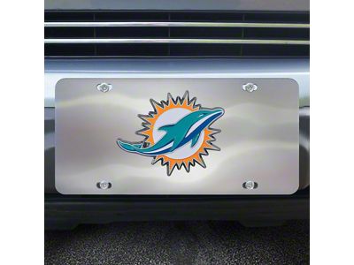 License Plate with Miami Dolphins Logo; Chrome (Universal; Some Adaptation May Be Required)