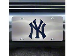 License Plate with New York Yankees Logo; Stainless Steel (Universal; Some Adaptation May Be Required)
