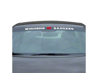 Windshield Decal with University of Wisconsin Logo; White (Universal; Some Adaptation May Be Required)
