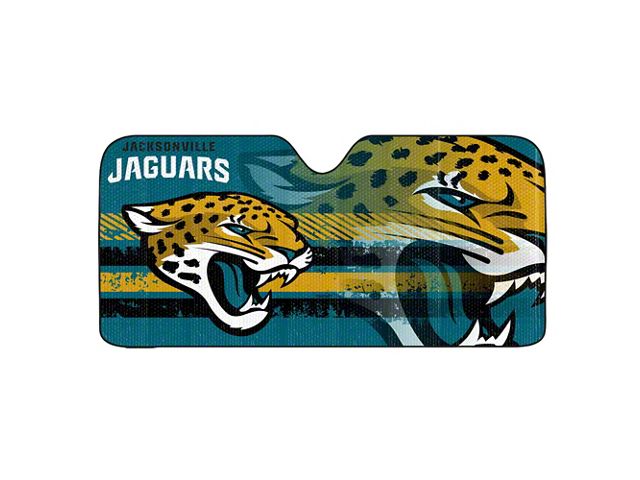 Windshield Sun Shade with Jacksonville Jaguars Logo; Teal (Universal; Some Adaptation May Be Required)