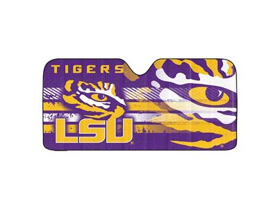 Windshield Sun Shade with LSU Logo; Purple (Universal; Some Adaptation May Be Required)
