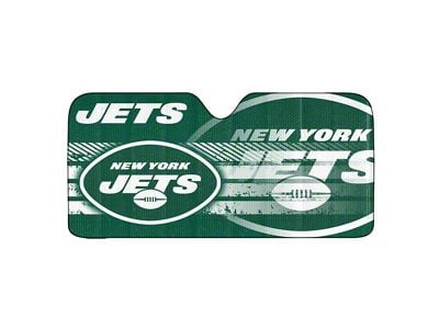 Windshield Sun Shade with New York Jets Logo; Green (Universal; Some Adaptation May Be Required)