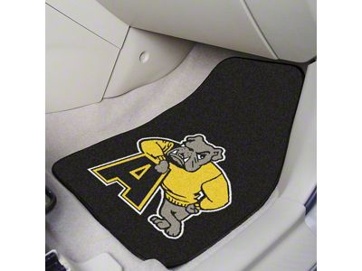 Carpet Front Floor Mats with Adrian College Logo; Black (Universal; Some Adaptation May Be Required)