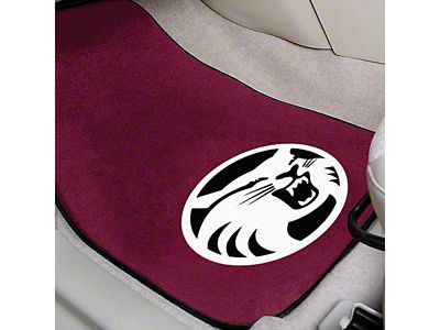 Carpet Front Floor Mats with Cal State-Chico Logo; Maroon (Universal; Some Adaptation May Be Required)