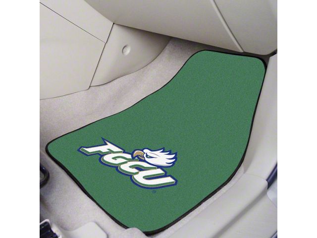 Carpet Front Floor Mats with Florida Gulf Coast University Logo; Green (Universal; Some Adaptation May Be Required)
