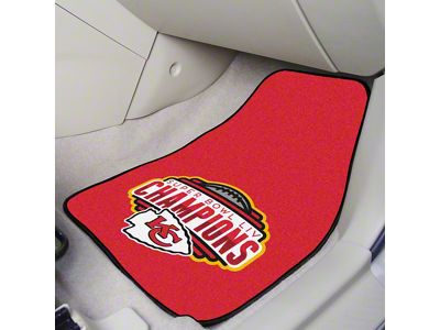 Carpet Front Floor Mats with Kansas City Chiefs Logo; Red (Universal; Some Adaptation May Be Required)