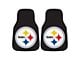 Carpet Front Floor Mats with Pittsburgh Steelers Logo; Black (Universal; Some Adaptation May Be Required)