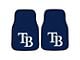Carpet Front Floor Mats with Tampa Bay Rays Logo; Navy (Universal; Some Adaptation May Be Required)
