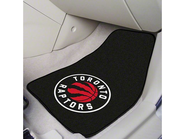 Carpet Front Floor Mats with Toronto Raptors Logo; Red (Universal; Some Adaptation May Be Required)