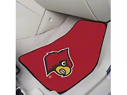 Carpet Front Floor Mats with University of Louisville Logo; Red (Universal; Some Adaptation May Be Required)
