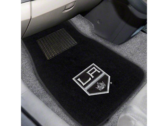 Embroidered Front Floor Mats with Los Angeles Kings Logo; Black (Universal; Some Adaptation May Be Required)