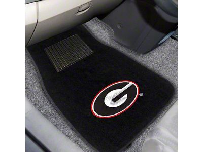 Embroidered Front Floor Mats with University of Georgia Logo; Black (Universal; Some Adaptation May Be Required)