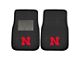 Embroidered Front Floor Mats with University of Nebraska Logo; Black (Universal; Some Adaptation May Be Required)