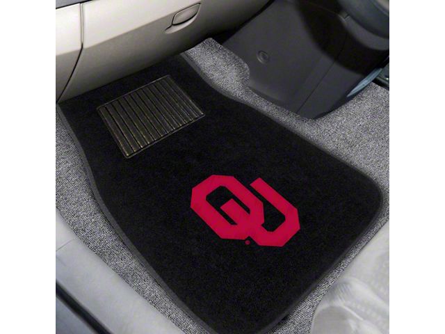 Embroidered Front Floor Mats with University of Oklahoma Logo; Black (Universal; Some Adaptation May Be Required)