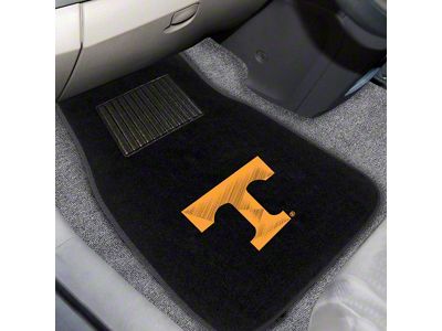 Embroidered Front Floor Mats with University of Tennessee Logo; Black (Universal; Some Adaptation May Be Required)