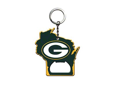 Keychain Bottle Opener with Green Bay Packers Logo; Green