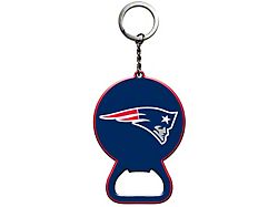 Keychain Bottle Opener with New England Patriots Logo; Blue and Red