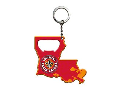 Keychain Bottle Opener with University of Louisiana-Lafayette Logo; Red