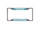 License Plate Frame with Miami Dolphins Logo; Aqua (Universal; Some Adaptation May Be Required)
