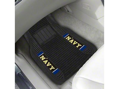 Molded Front Floor Mats with Navy Logo (Universal; Some Adaptation May Be Required)