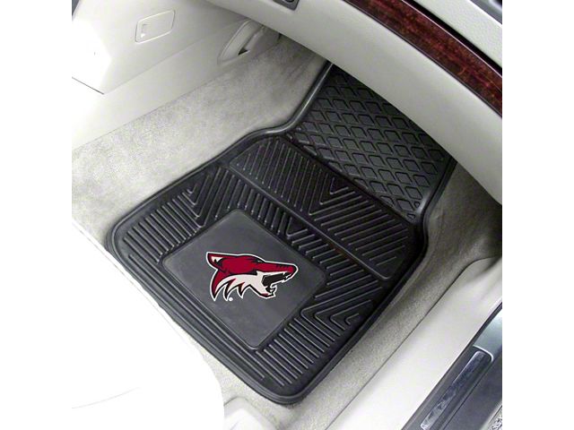 Vinyl Front Floor Mats with Arizona Coyotes Logo; Black (Universal; Some Adaptation May Be Required)
