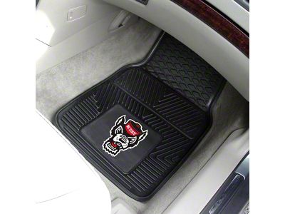 Vinyl Front Floor Mats with NC State University Logo; Black (Universal; Some Adaptation May Be Required)