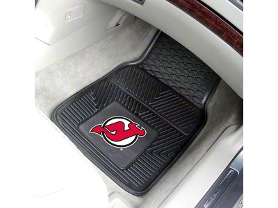 Vinyl Front Floor Mats with New Jersey Devils Logo; Black (Universal; Some Adaptation May Be Required)